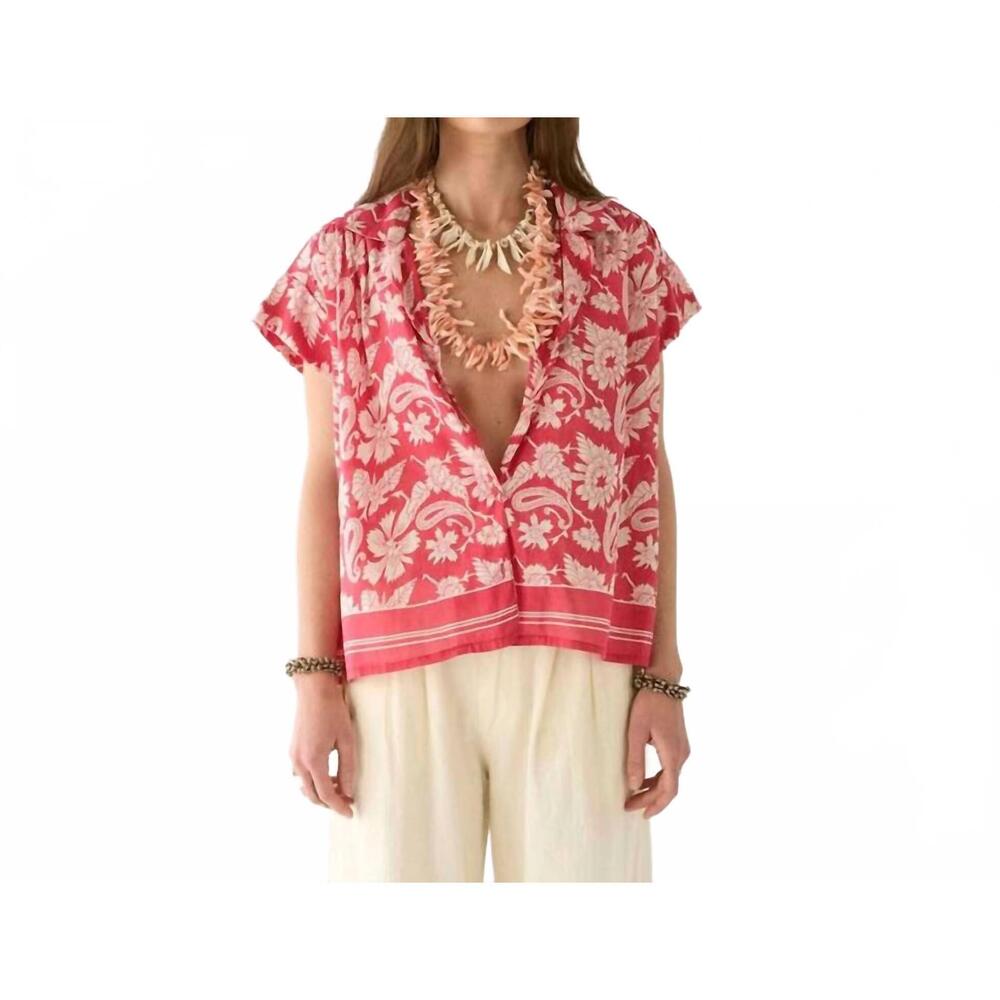 NEW MAISON HOTEL bobby cap sleeve blouse in tabasco